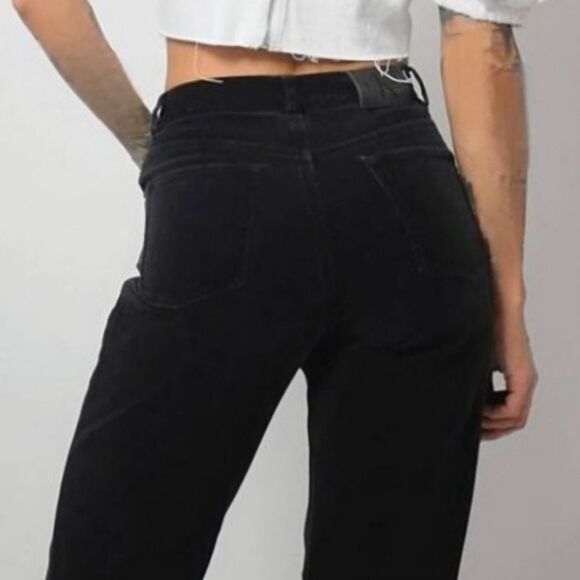 Calvin Klein Black Velvet High Waisted Boot Leg Jeans - Picture 2 of 16